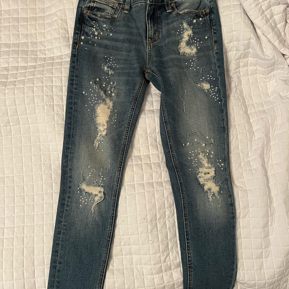 Miss Me Blue Skinny Distressed Jeans